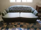 Sofá c/ 2 lugares chesterfield em Estofado / Tecido Verde 90 cm x 196 cm x 88 cm