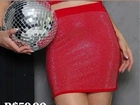 Saia Vermelha Pedraria Strass Brilho