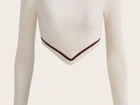 Cropped manga longa bege