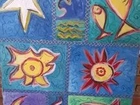 Tela decorativo em tinta óleo de peixes 80x60
