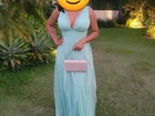Vestido longo verde menta