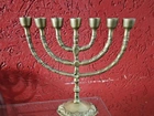 Castiçal Candelabro 7 velas metal dourado envelhecido