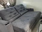 SOFA RETRÁTIL E RECLINÁVEL VELUDO CINZA GRAFITE MOLAS ENSACADAS