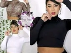 Cropped gola com manga longa Tam único veste p/m