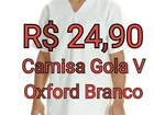 Camisa Gola V Mg Curta - Oxford Branco