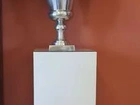 Vaso alumínio com suporte em laca branca