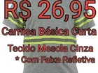 Camisa de Mescla PV Cinza Manga Curta com Faixa Refletiva Tórax e Mangas