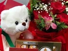 Kits romântico buquê de flores natural, urso e Ferreiro