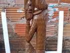 Escultura em madeira rústica 60x15cm linda