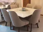 mesa Jantar 130cm x 130cm com tampo de vidro Off White