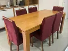 mesa de Jantar 1, 80 x 0, 80 + 6 Cadeiras de Madeira Maciça Estofadas em Veludo - Sofisticaç