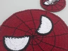 Souplast do homem aranha e porta copo em crochê novo
