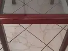 mesa de Jantar Madeira Mogno C/ Tampo de Vidro, Linda, Em Ótimo Estado! Ótimo Estado!