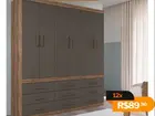 Guarda-Roupa em MDP - 6 Portas, 9 Gavetas, Cabideiros de Alumínio e Amplos Maleiros
