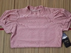 Blusa feminina rosa com renda