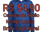 Camisa de Brim Aberta com Botões Mg Longa - Brim Azul Royal