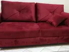 Sofá 3 lugares de veludo vermelho/vinho