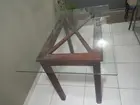 Mesa retangular. Vidro. Madeira