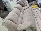 Sofá Reclinável 3 Lugares em Suede Bege