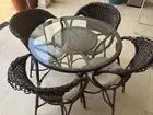 Conjunto de Mesa e Cadeiras de Jantar em Rattan