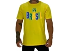 Camiseta Tradicional Masculina Brasil Escrita Colorida Tamanho P-M-G-GG e EG