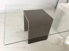 Mesa de jantar moderna em vidro temperado 10 mm com base de embuia