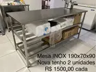 Mesa inox, bancada inox e mesa de madeira