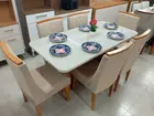 mesa de jantar 6 lugares cadeiras linho orlando