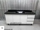 Armário de Cozinha Branco com Pia Marmorite