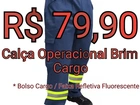 Calça Operacional Brim Cargo com Faixa Refletiva Fluorescente