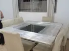 Mesa de vidro 1, 5x1, 5 + 6 cadeiras