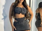Conjunto Jeans Preto - Top e Saia