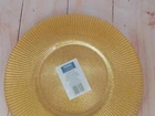 Prato raso de vidro dourado