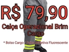 Calça Operacional Brim Cargo com Faixa Refletiva Fluorescente