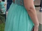 Vestido de Festa Longo verde Tiffany com Pedrarias