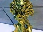 Estátua De Leão Dourado Escultura Decorativa Em Resina Casa