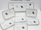 Conjunto de 7 peças para servir - Rocambole - Porcelana Real - Cartas de Baralho